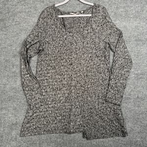 Soft Surroundings Medium Asymmetrical Hem Knit Sweater Heather Gray Long Sleeves